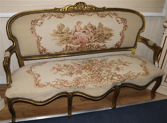 A giltwood settee, W.167cm
